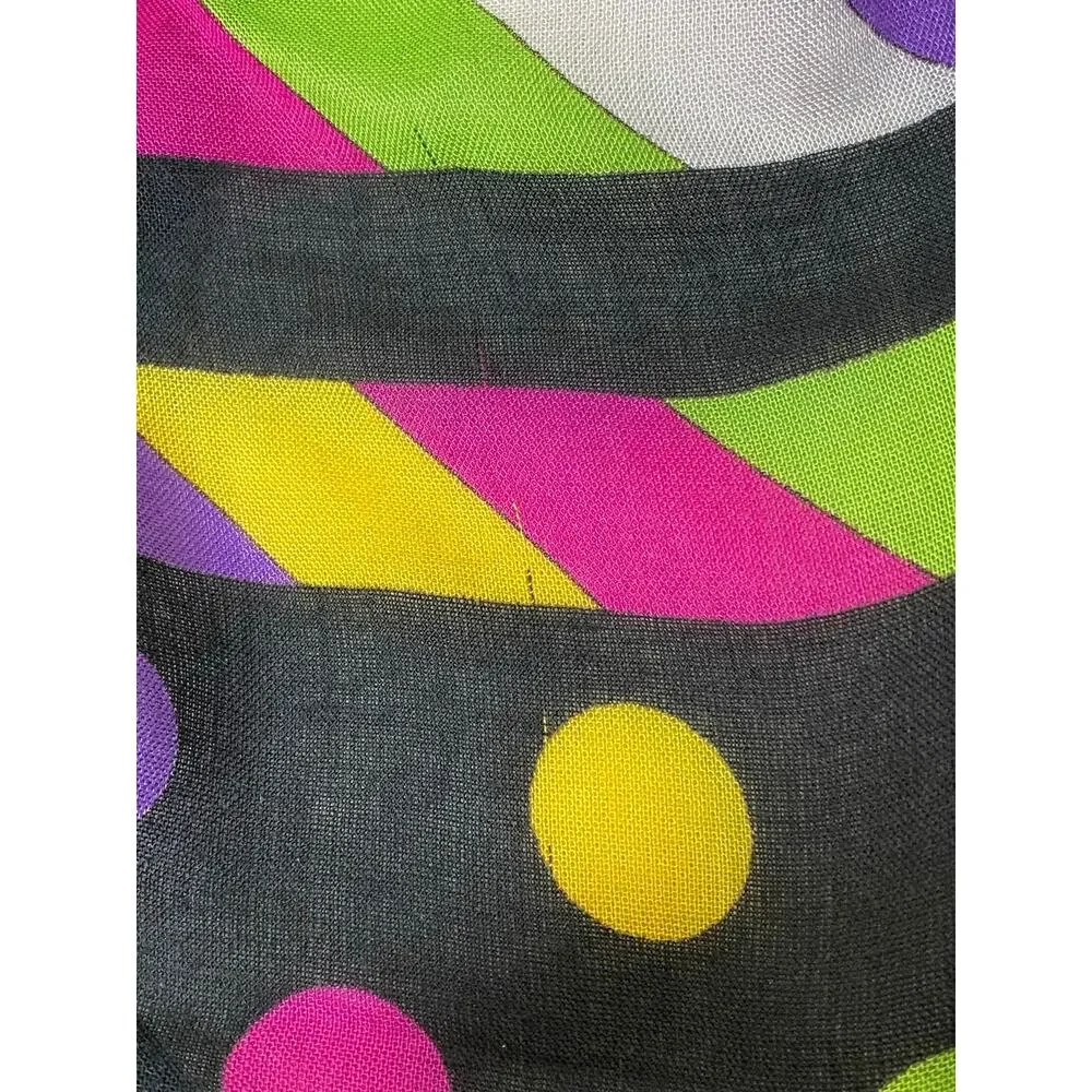 Bold Colorful Polka Dot Geometric Square Scarf Black Pink Purple Green Yellow